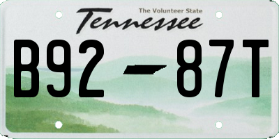 TN license plate B9287T