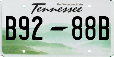 TN license plate B9288B
