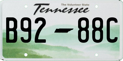 TN license plate B9288C