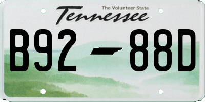 TN license plate B9288D
