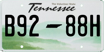 TN license plate B9288H