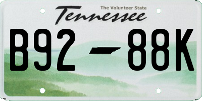 TN license plate B9288K