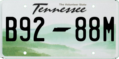 TN license plate B9288M