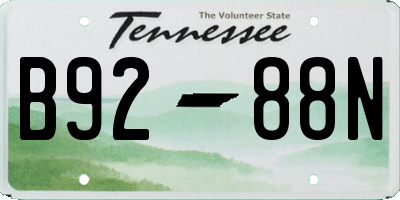 TN license plate B9288N