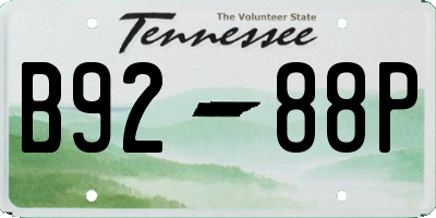 TN license plate B9288P