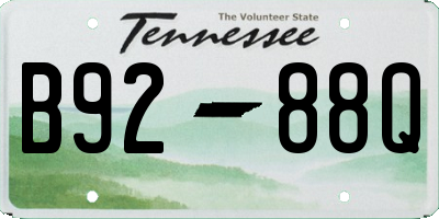 TN license plate B9288Q