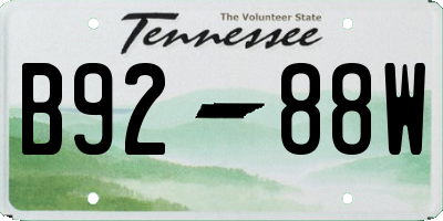 TN license plate B9288W
