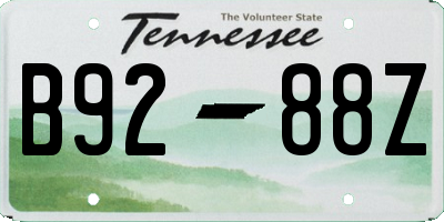 TN license plate B9288Z