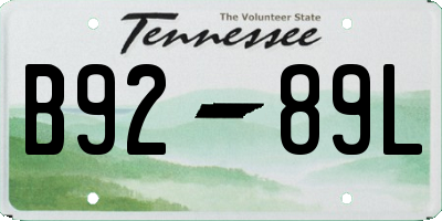 TN license plate B9289L