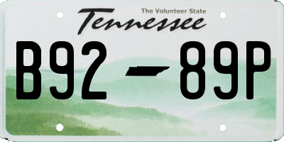 TN license plate B9289P