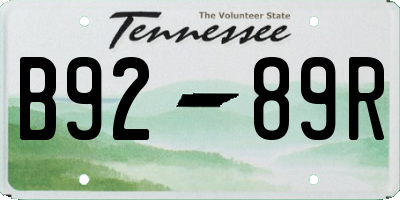 TN license plate B9289R