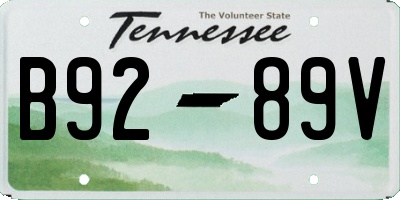 TN license plate B9289V