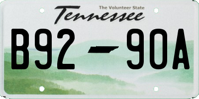 TN license plate B9290A