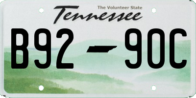 TN license plate B9290C