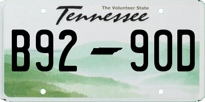 TN license plate B9290D
