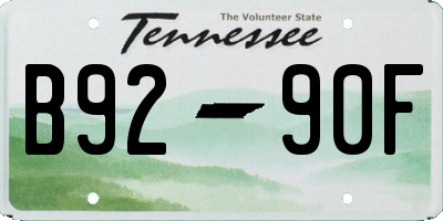 TN license plate B9290F