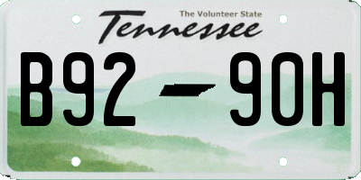 TN license plate B9290H
