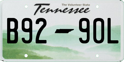 TN license plate B9290L
