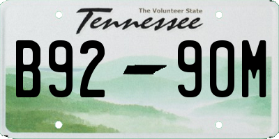 TN license plate B9290M