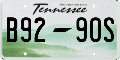 TN license plate B9290S