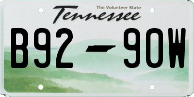 TN license plate B9290W