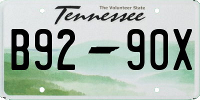 TN license plate B9290X