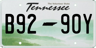 TN license plate B9290Y