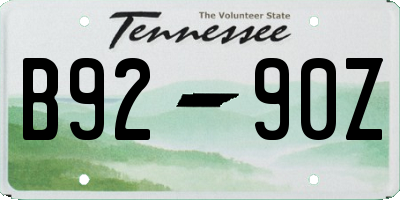 TN license plate B9290Z