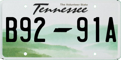 TN license plate B9291A