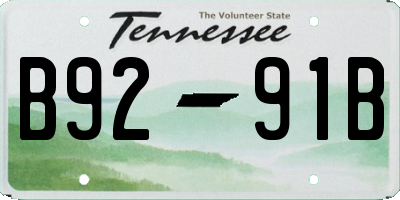 TN license plate B9291B