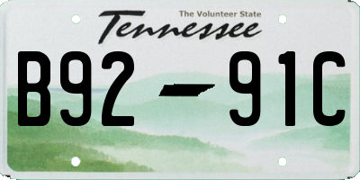 TN license plate B9291C