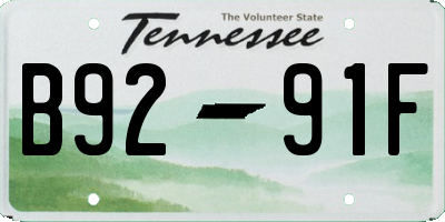 TN license plate B9291F