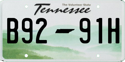 TN license plate B9291H