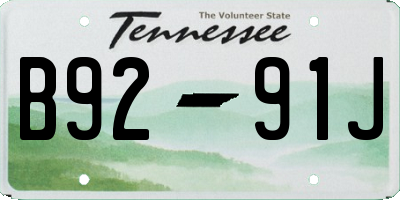 TN license plate B9291J