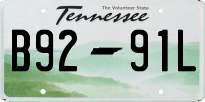 TN license plate B9291L