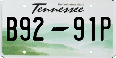 TN license plate B9291P