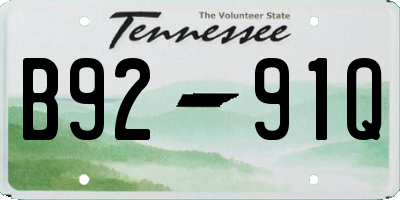 TN license plate B9291Q