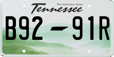 TN license plate B9291R