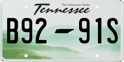 TN license plate B9291S