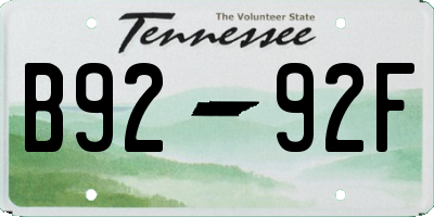 TN license plate B9292F