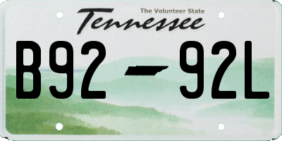 TN license plate B9292L