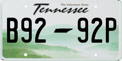 TN license plate B9292P
