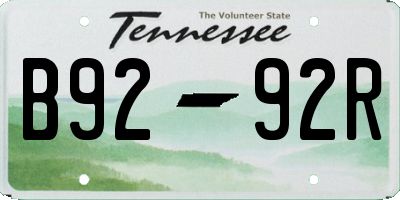 TN license plate B9292R