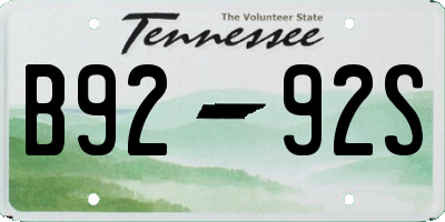TN license plate B9292S