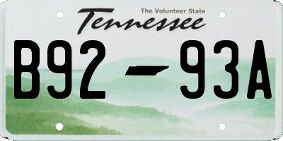 TN license plate B9293A