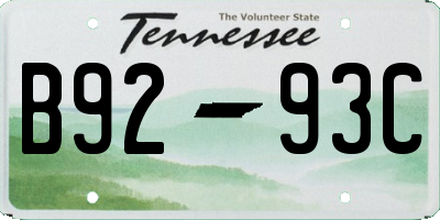 TN license plate B9293C