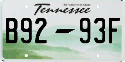 TN license plate B9293F