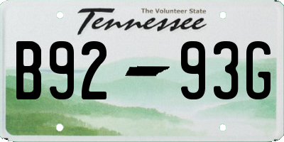 TN license plate B9293G