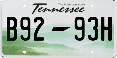 TN license plate B9293H