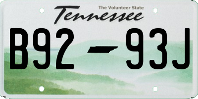 TN license plate B9293J
